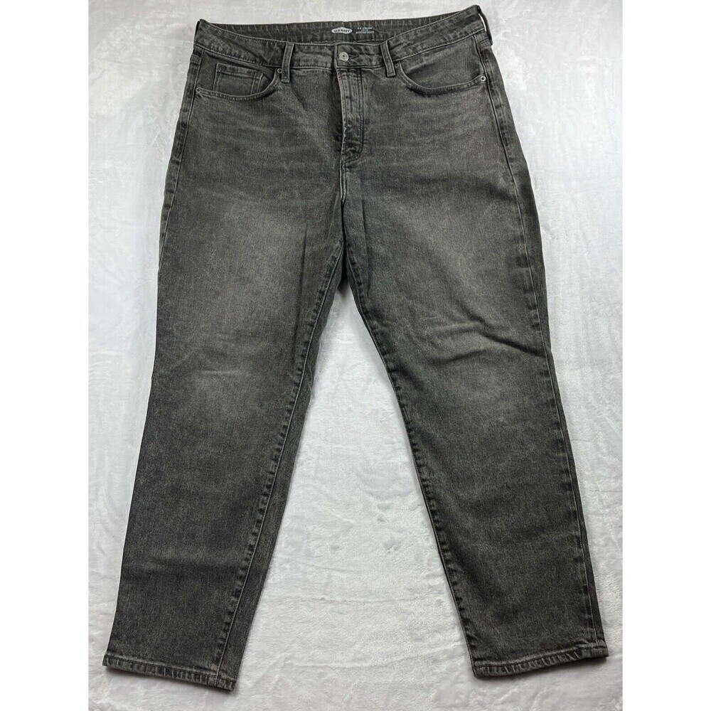 Old Navy O.G. Straight Jeans Button Fly High Rise Distressed Gray Size 16